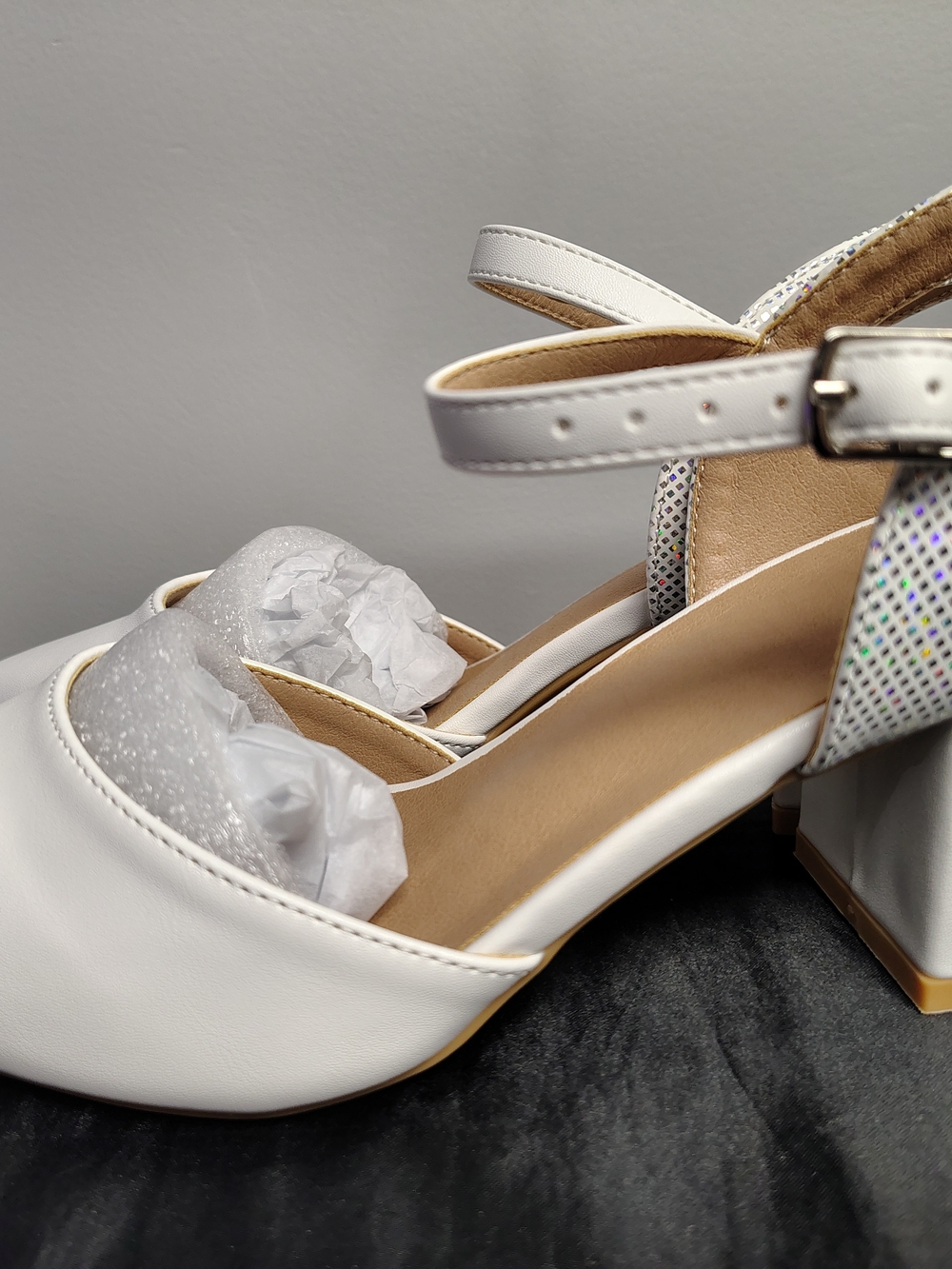 Classic White Ankle-Strap Block Heel Sandals - Women's